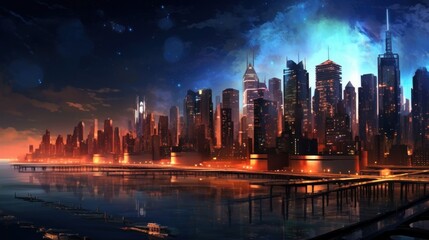 Obraz premium Night City Skyline