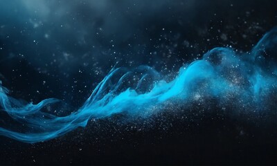 Fototapeta premium Glitter Mist and Paint Splash: Blue, Silver, and Gray Gradient Veil with Shiny Vapor on Black Abstract Background