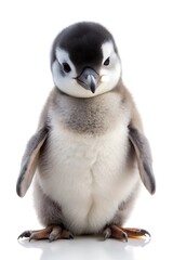 Obraz premium Adorable Baby Penguin Standing on White Background