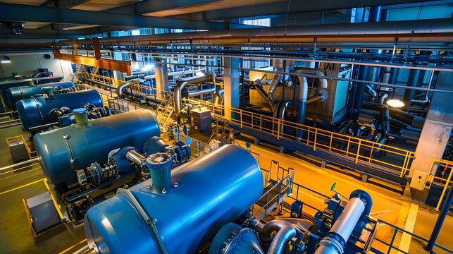  an advanced industrial facility with waste heat recovery systems, optimized processes, and energy-efficient machinery, reducing overall energy consumption