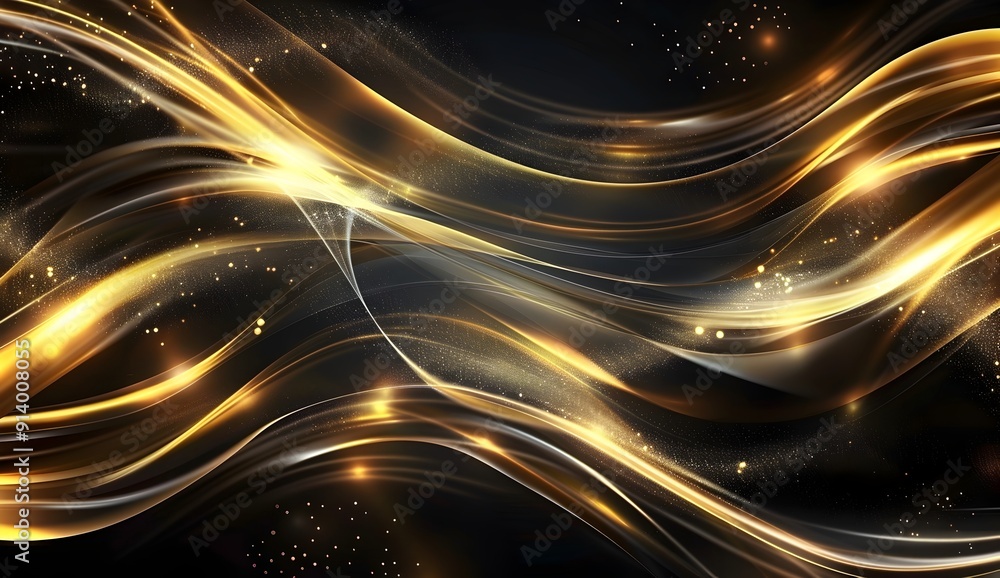 Poster abstract golden light effect on transparent background, glowing rays with motion lines