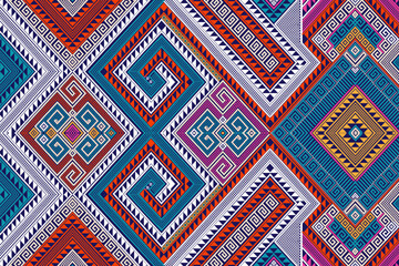 Rug carpet background Geometric ethnic oriental ikat pattern traditional Design for background, carpet, wallpaper, clothing, wrapping, Batik, fabric, Vector illustration