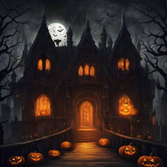 Fantasy Halloween Castle within a Giant Jack O' Lantern