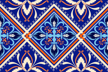 Rug carpet background Geometric ethnic oriental ikat pattern traditional Design for background, carpet, wallpaper, clothing, wrapping, Batik, fabric, Vector illustration