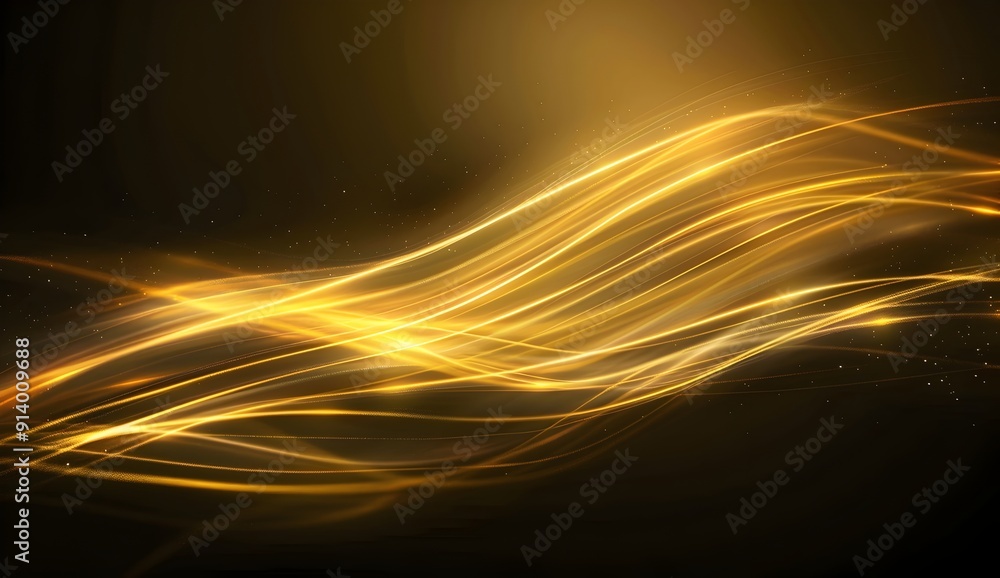 Poster abstract golden light effect, yellow glowing lines on transparent background. vector illustration of