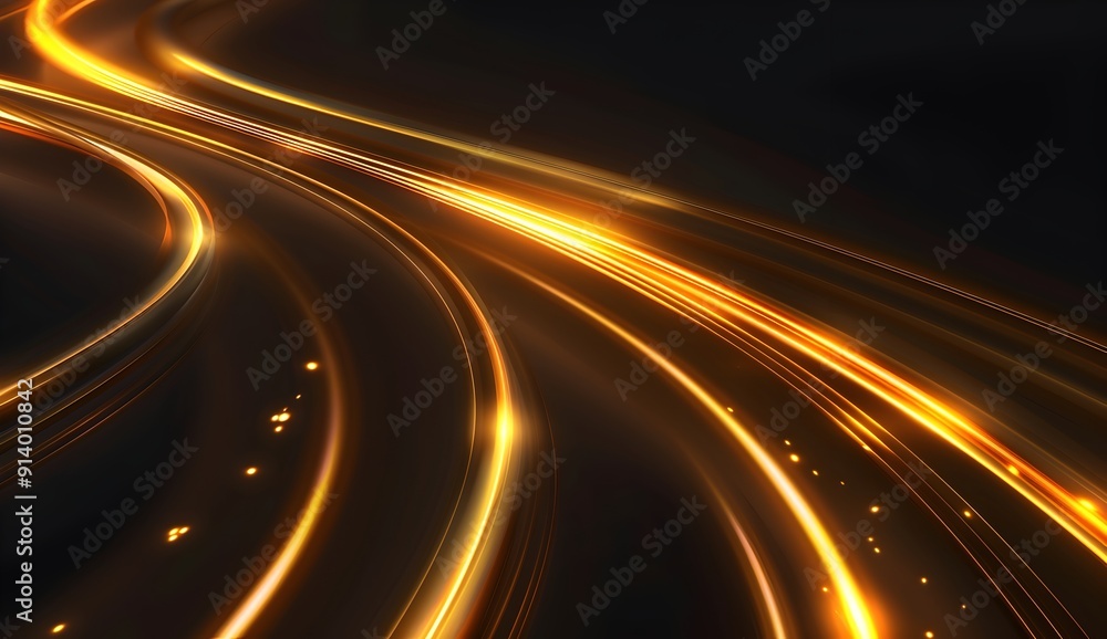 Poster abstract light effect with yellow lines on transparent background vector illustration, dynamic and h