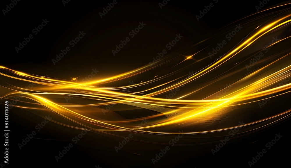 Poster abstract light effect with yellow lines on transparent background vector illustration, dynamic and h