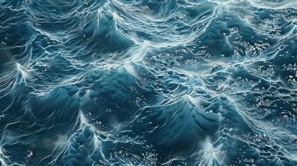 Ocean image shows deep blue waves with varying patterns hinting movement and white frothy crests.