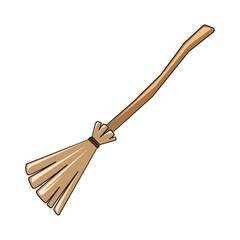 Obraz premium Old Witch Broom, Halloween Broomstick Graphics Illustration