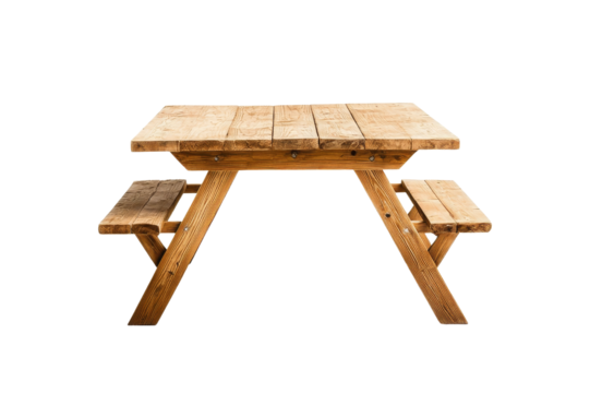 Wooden Picnic Table with Benches