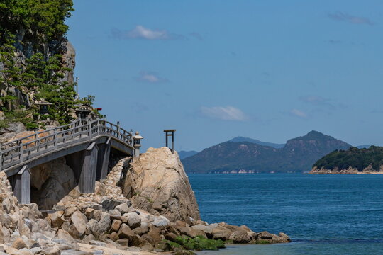Landscape of kanonzaki in the seto inland sea , The northernmost of shikoku island ( aji town, kagawa )