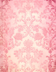 Fototapeta premium Elegant Pink Floral Damask Pattern - A seamless wallpaper design featuring intricate floral motifs in various shades of pink, with soft textures and delicate shadows creating a luxurious vintage look