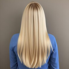 Naklejka premium Straight blonde hair from the back, showing the texture and shine