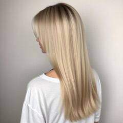 Naklejka premium Straight blonde hair from the back, showing the texture and shine