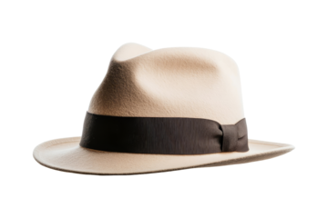 Beige Fedora Hat with Black Ribbon