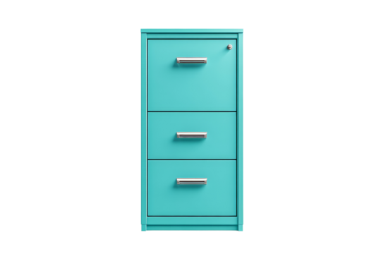 Teal Metal Filing Cabinet with Three Drawers