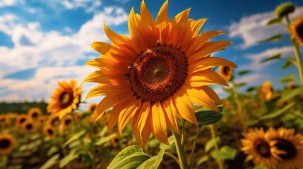 Sunflower Field under a Blue Sky