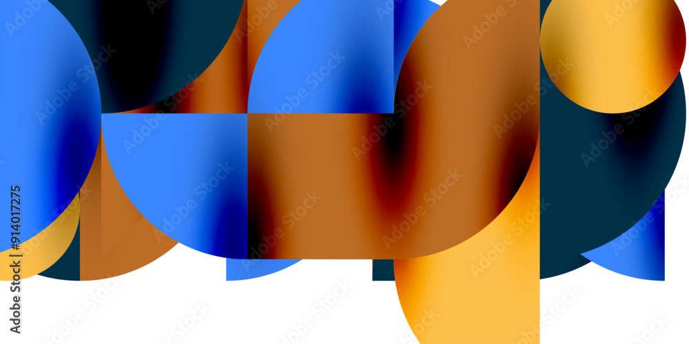 Poster tech minimal circular shapes geometric art. vector modern circles