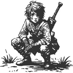 In the Clutches of Darkness Vintage Illustration Vector