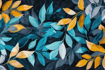 Abstract art background, leaves, tropical, tropical wallpapers, illustrations, can be used for wall decoration, wallpaper, murals, carpets, hanging paintings