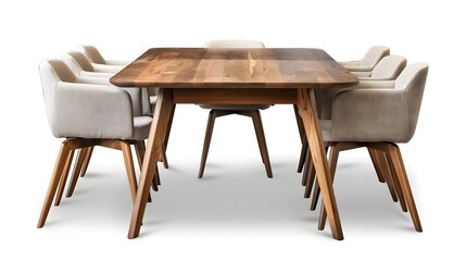Fototapeta premium Elegant Wooden Dining Table in Modern Home Interior