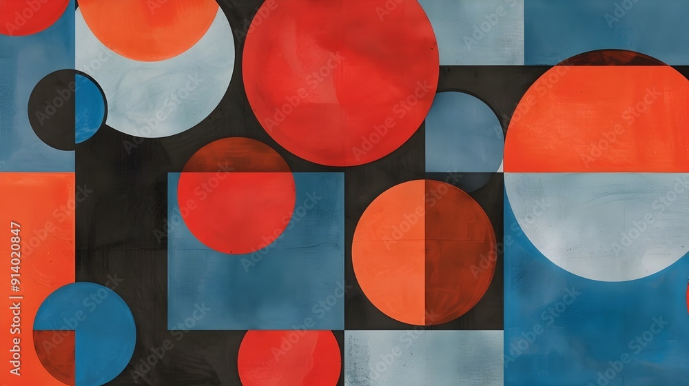 Poster vibrant abstract geometric shapes and patterns in contrasting colors for modern design