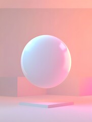 Floating Pastel Orb in Clean Minimalist 3D Digital