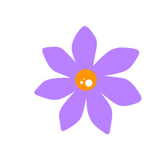 Sticker fleur violette et orange à 7 pétales
