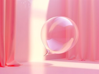 A 3D Rendered Floating Bubble for Testimonial with Pastel and Metallic Tones