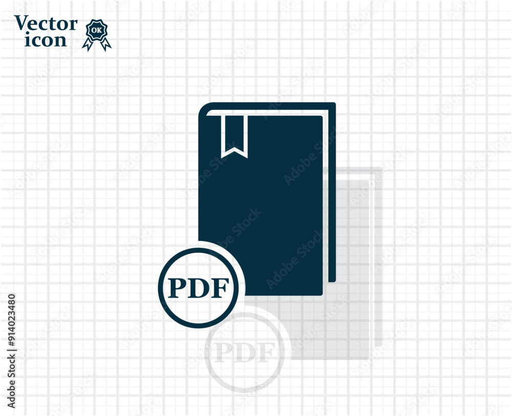 Poster dark colored vector icon with shadow on a light checkered background