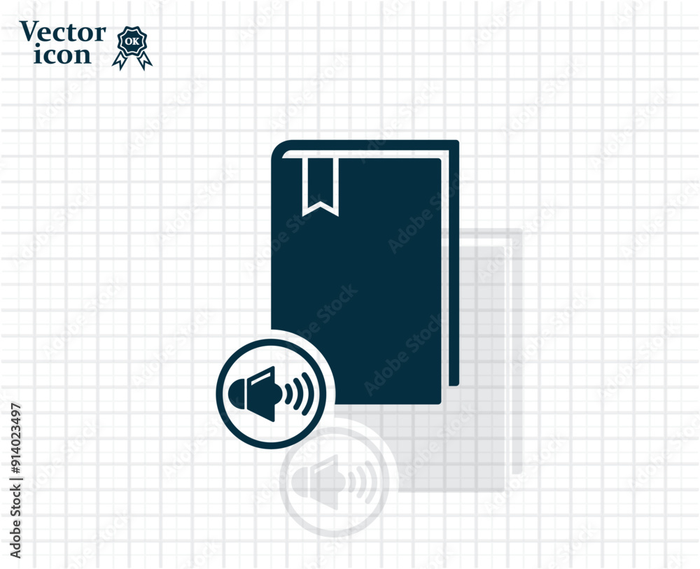 Poster dark colored vector icon with shadow on a light checkered background