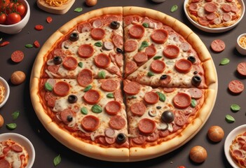 3d model, supreme pizza, figure, octane render volumetric, highly detailed videogame aesthetic, ai