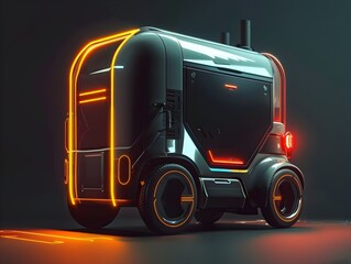 Futuristic Delivery Robot with Metallic Finish and Glowing Accents