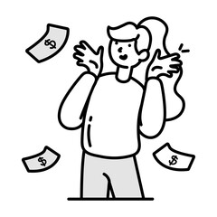 A doodle style icon oof a rich character 

