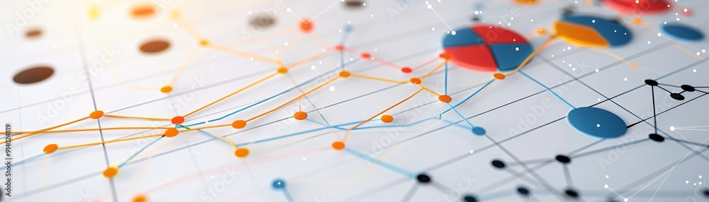 Aufkleber visualizing data trends: detailed graph and chart elements on abstract white background