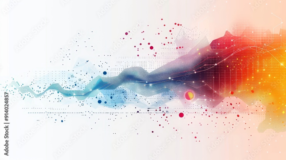 Aufkleber dynamic data visualization - abstract graphs and charts on white background