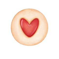 Cute  watercolor pink  cookie.Whimsical valentine dessert illustration.Watercolor bakery for Valentine’s Day, Christmas.