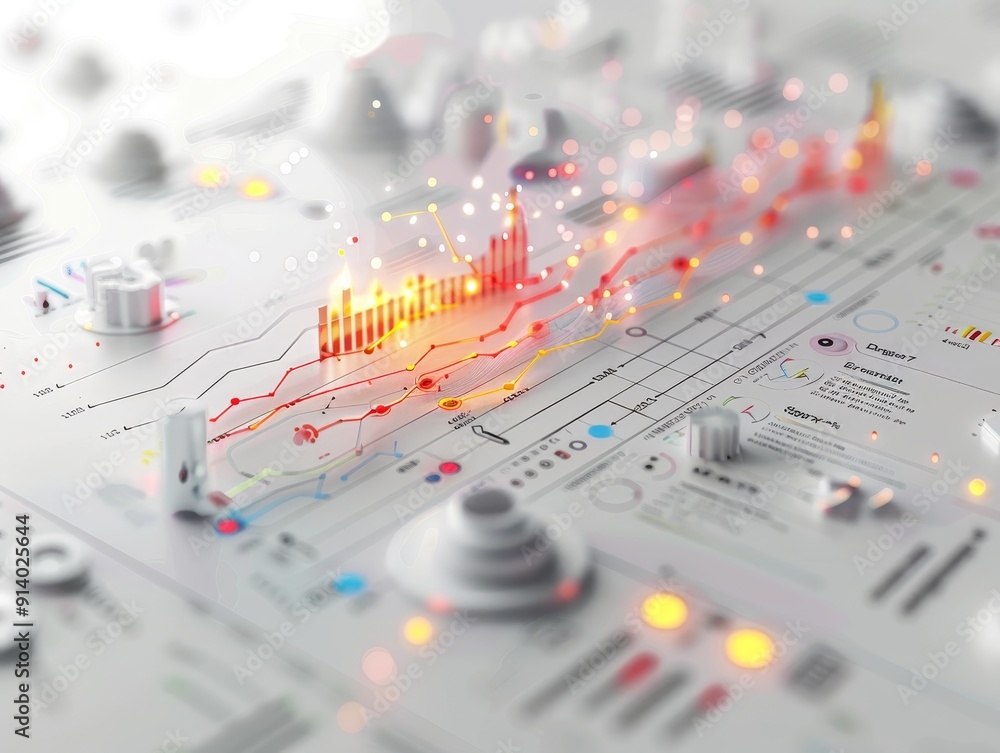 Aufkleber data trends visualization on abstract white background with graph and chart elements
