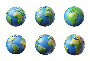 Earth globe, set icons are isolated on a transparent background.
