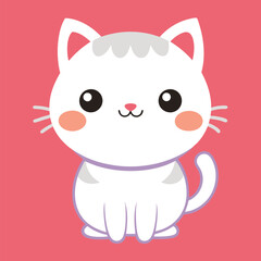 Cute Kitty Line Art Sticker for Kids, Cute Cat Cartoon Sticker Line Art, 
