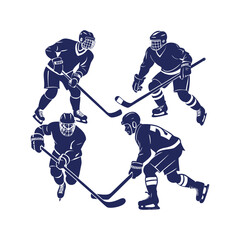 A set of Hockey silhouettes Clipart isolated vector illustration