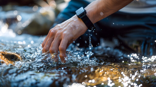 Monitoring hydration levels on the go with a wearable device, tracking fitness progress in real-time.