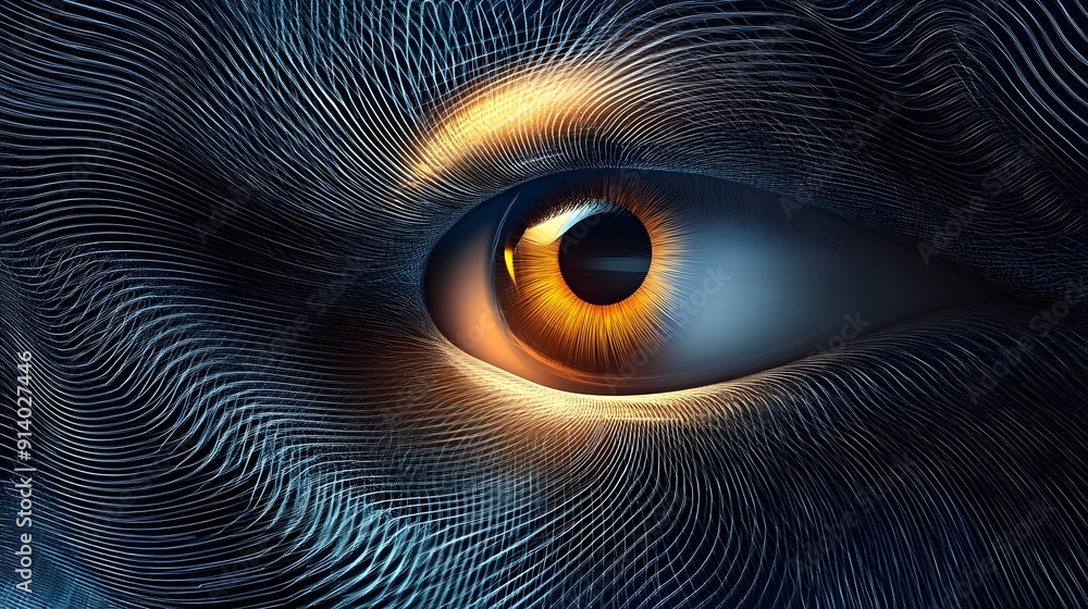 Aufkleber rhythmic wave eye - abstract digital art with mesmerizing motion and fluid patterns
