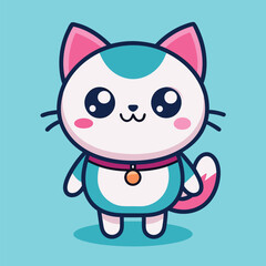 Cute Kitty Line Art Sticker for Kids, Cute Cat Cartoon Sticker Line Art, 
