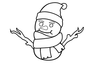 Design a coloring image with a Christmas snowman theme