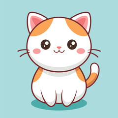 Cute Kitty Line Art Sticker for Kids, Cute Cat Cartoon Sticker Line Art, 
