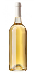 White wine bottle isolated on white background. Clipping path included. Bottle Mock-Up. 