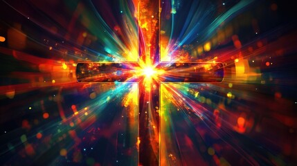 Fototapeta premium Abstract cross design with a bright background, ideal for modern faith expressions and text.