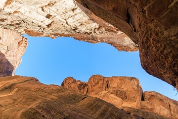 Landscapes in the Wadi Musa desert in Jordan near Petra