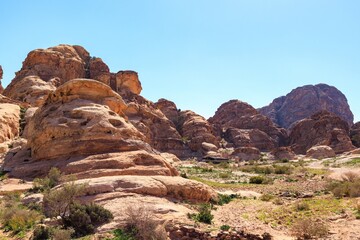Fototapeta premium Landscapes in the Wadi Musa desert in Jordan near Petra